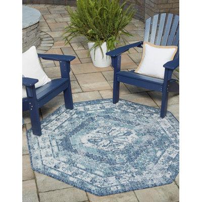 Tapis d'intérieur / extérieur bleu Susan