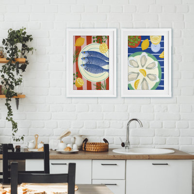 Ensemble de 2 fruits de mer à motif de fruits de mer, impression par Courtney Haley