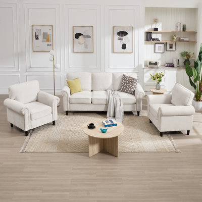 Ensemble de salon avec canapé rembourré 3 pièces