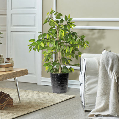 48'' Faux Ficus Plant in Metal Pot