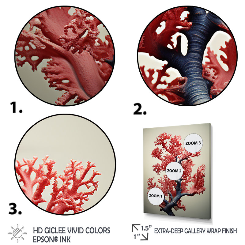Beauté corail classique - art mural corail, Cadre photo noir, H 20 po x l 12 po x P 1 po