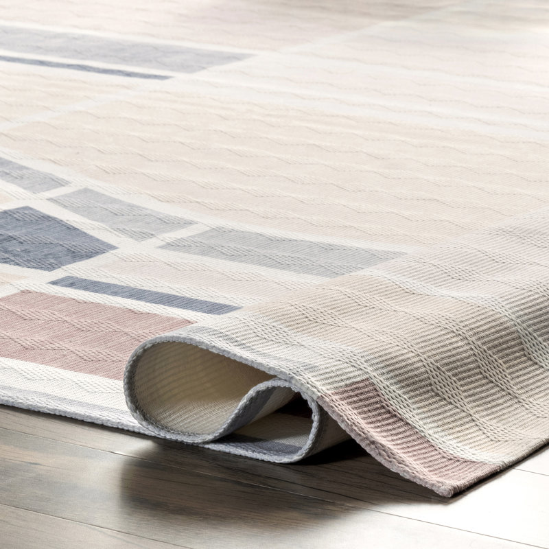 Dannie SpinClean Modern Geometric Machine Washable Area Rug, Rectangle 4' x 6'