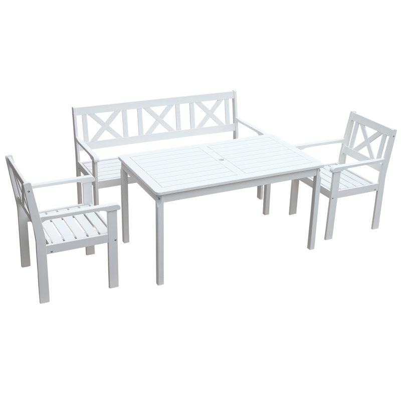 Nystead 5 - Person Wood Patio Dining Set with Rectangular Table, White
