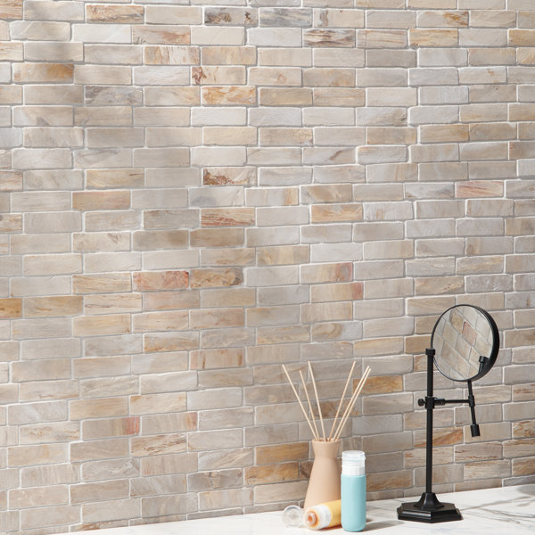 Dixiewood Brick Brown 11.41 in. x 12 in. Petrified Wood Floor and Wall Mosaic Tile (0.95 Sq. Ft.)
