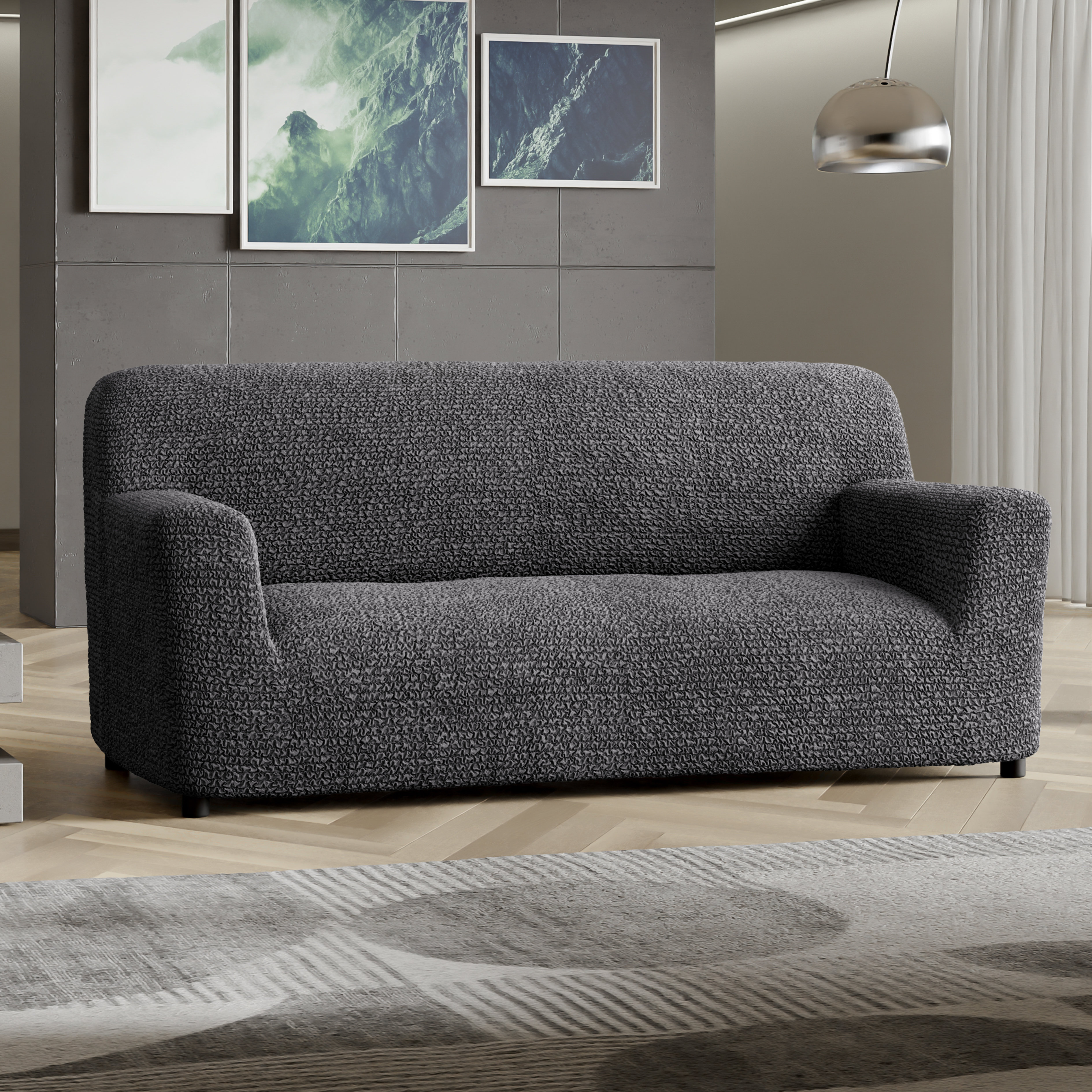 Unique Bargains 1-Piece Modern Stretch Sofa Slipcover, Black