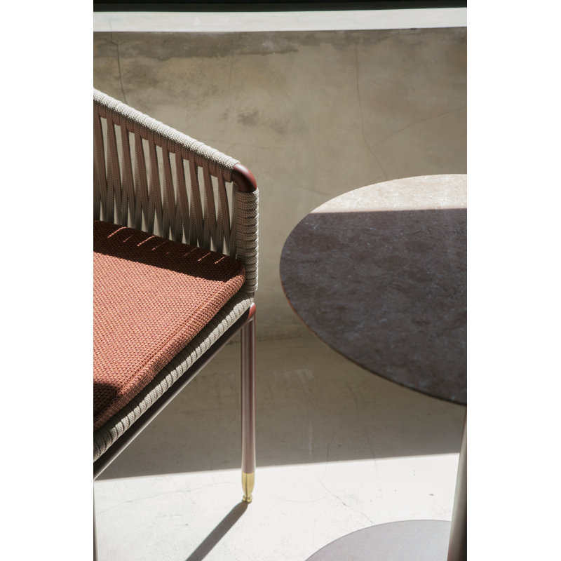 Summer Outdoor Dining Armchair, Bronze/Brass, Camellion Flat Ropetek