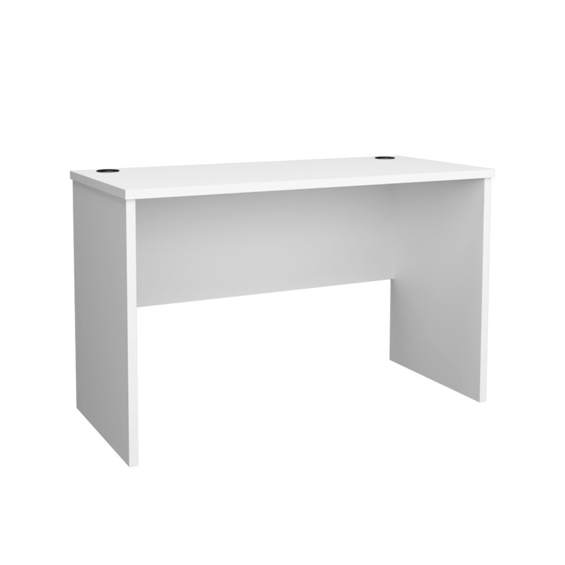 Bureau blanc moderne simple pour le salon - spacieux, bureau de construction avec surface de travail spacieuse, aspect rectangulaire