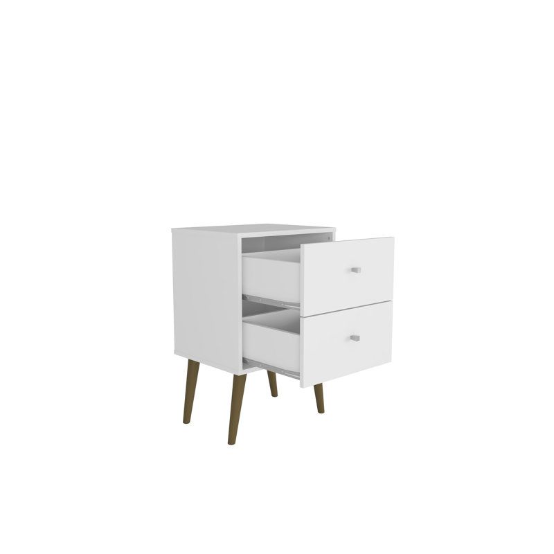 Liberty 18" W Mid-Century Modern 2-Drawer Nightstand in White, White