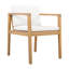 Chaises de salle à manger d'extérieur avec structure en bois d'acacia, dossier à lattes et coussins beiges, ensemble de 2-133415751