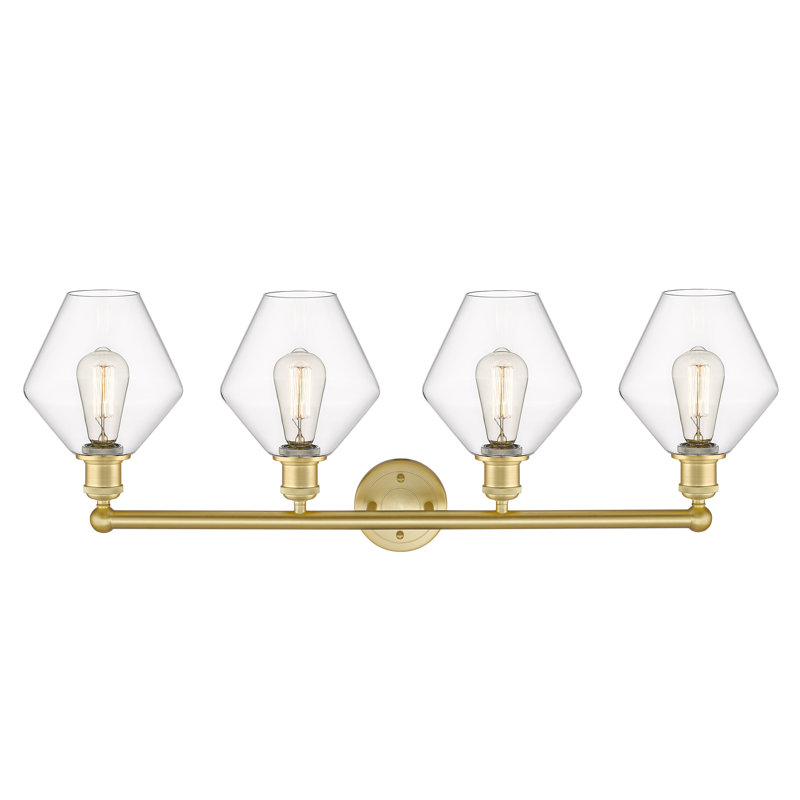 Éclairage de salle de bain à intensité variable 4 lumières Amylea, Transparent, Or satiné