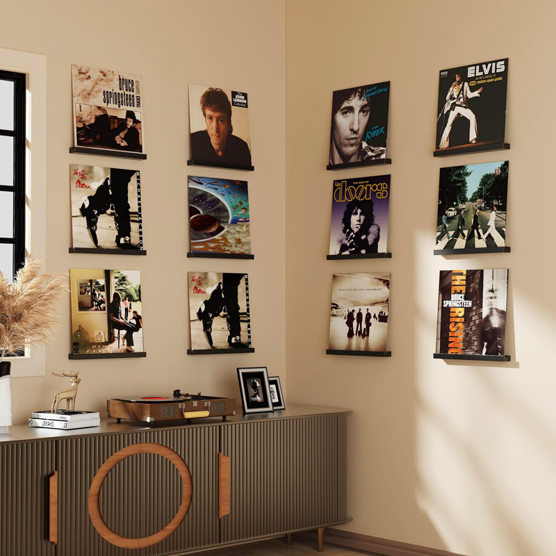 12 pièces de rangement pour disque vinyle, support pour disque vinyle 12 pouces, support mural, noir, Noir