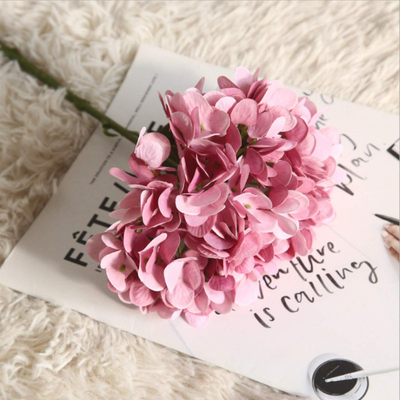 Silk Hydrangea Arrangement, Dark Pink