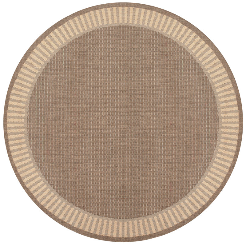 Fierce Vimini Brown-Tan Indoor/Outdoor Area Rug, Round 7'6"
