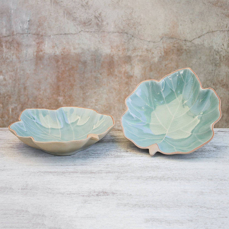 Nuss 6 oz. Leaves Ceramic Salad Bowl, Green
