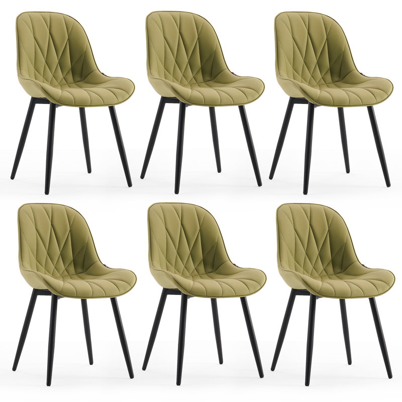 Chaise d'appoint rembourrée en similicuir Chardee, Vert avocat