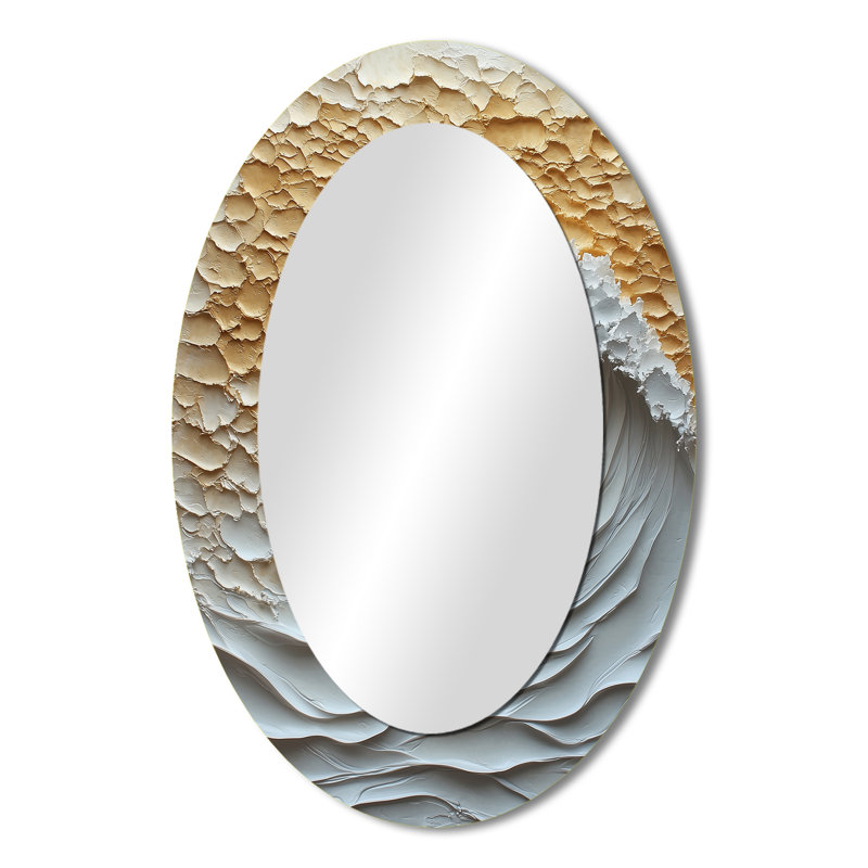 Miroir mural ovale beige et blanc, 36 po x 24 po