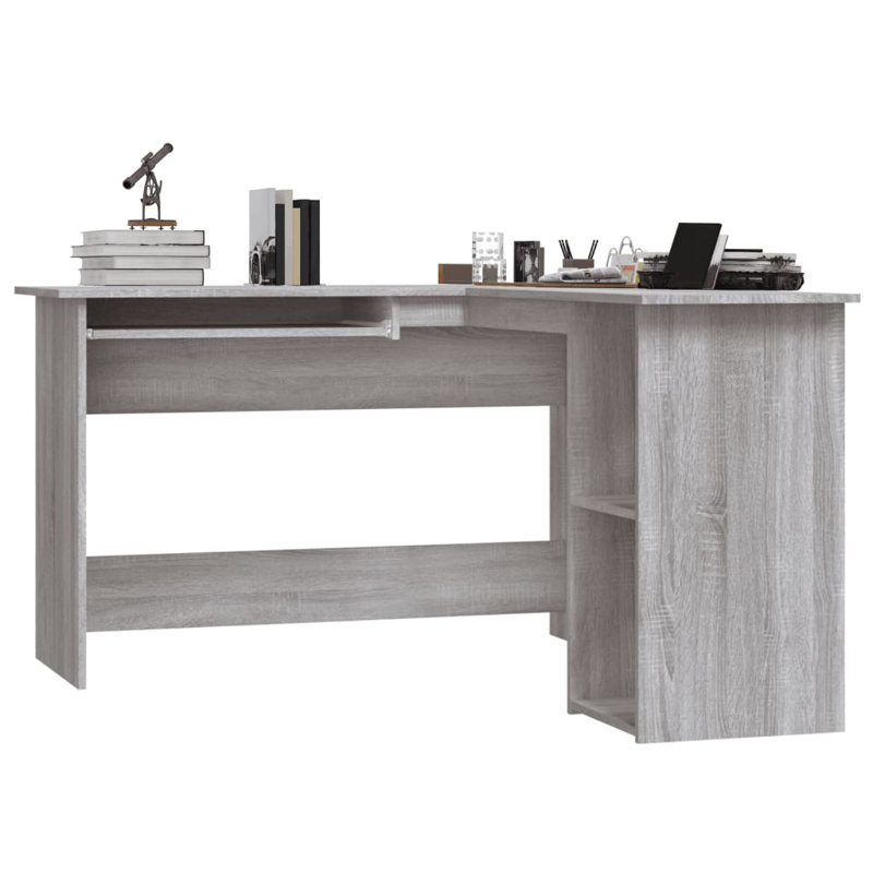 Corliss Corner Desk Computer Desk Study L-shaped Desk Table Engineered Wood, Grey Sonoma