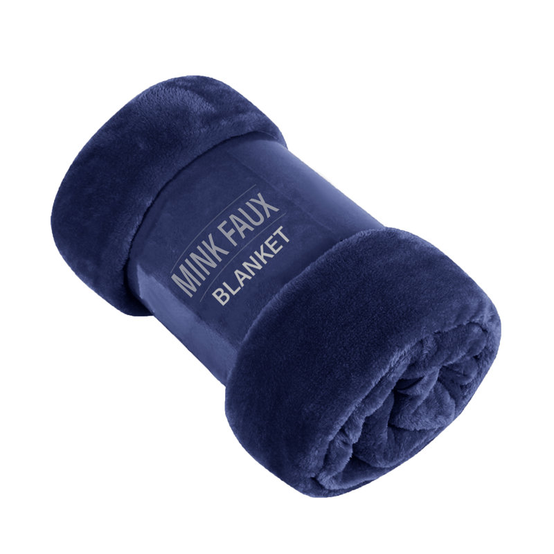 Francella Plush Cozy Mink faux Fleece Blanket/Throw, Navy, 150cm W x 200cm L