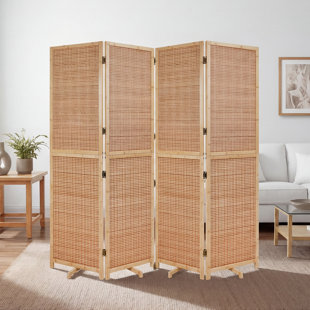 Freestanding Bamboo Folding Room Divider With Woven Panels, Multi-Panel (4/6/8) Privacy Screen For Living Room, Bedroom & Office