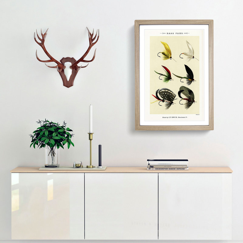 Bass Fishing Flies Versions 6 by Mary Orvis Marbury - Picture Frame Painting Print, 48cm H x 36cm W x 2cm D, Oak Framed