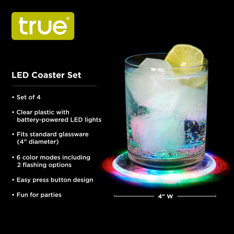 Multicolor LED Light-Up Drink Coasters Set of 4