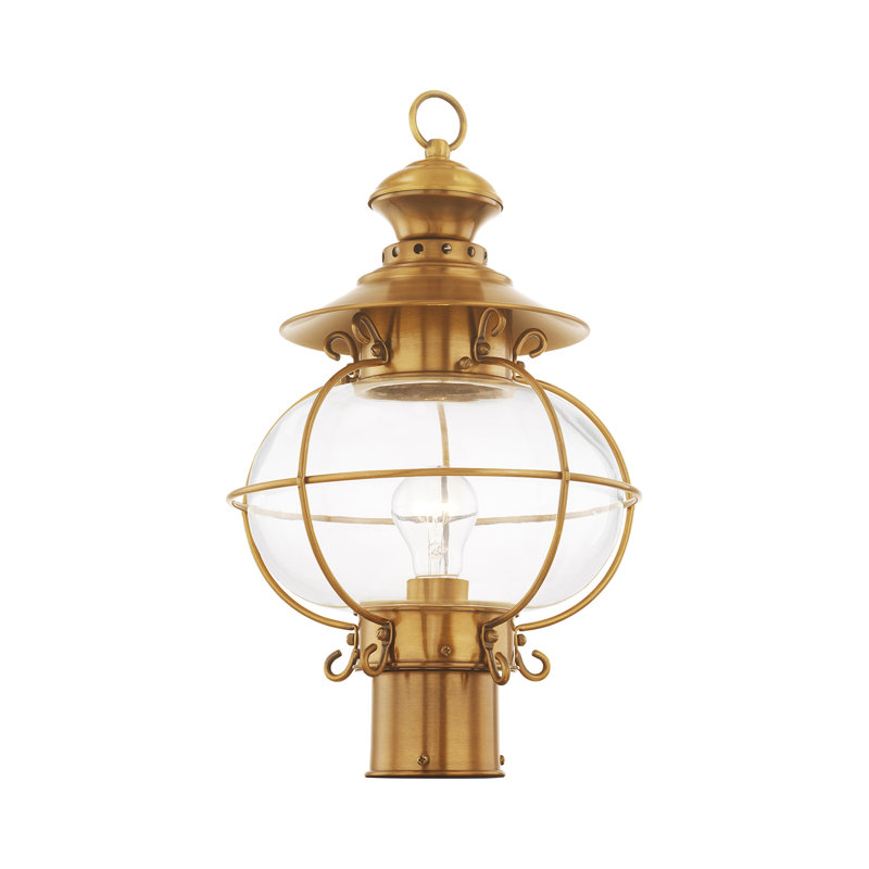 Tête de lanterne câblée à 1 lumière Shielo, H 17 po x l 7 po x P 10,5 po, Laiton flamand