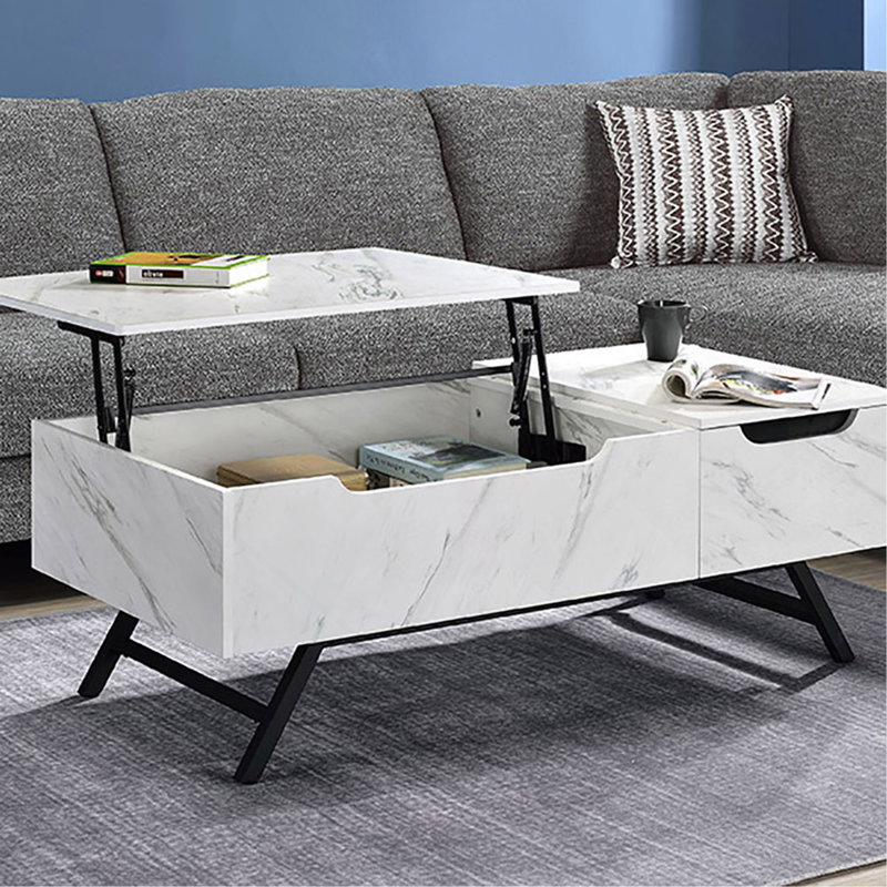 Table basse blanche avec plateau relevable