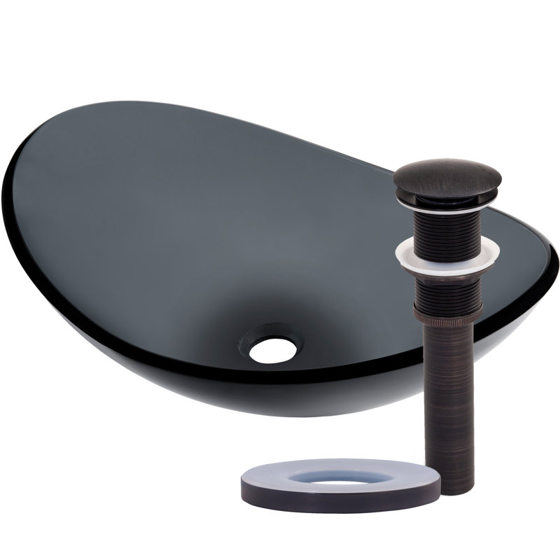 Novatto 13.5'' Glass Oval Bathroom Sink, Oil Rubbed Bronze