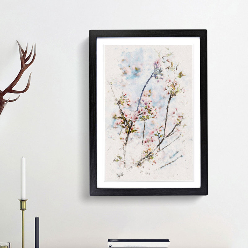 Cherry Blossom Tree - Picture Frame Painting Print, 33cm H x 24cm W x 2cm D, Black Framed