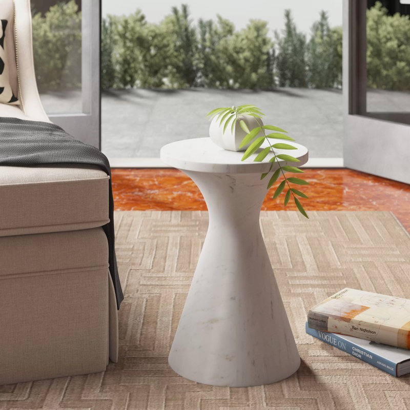 Isabelle Marble Top Pedestal End Table