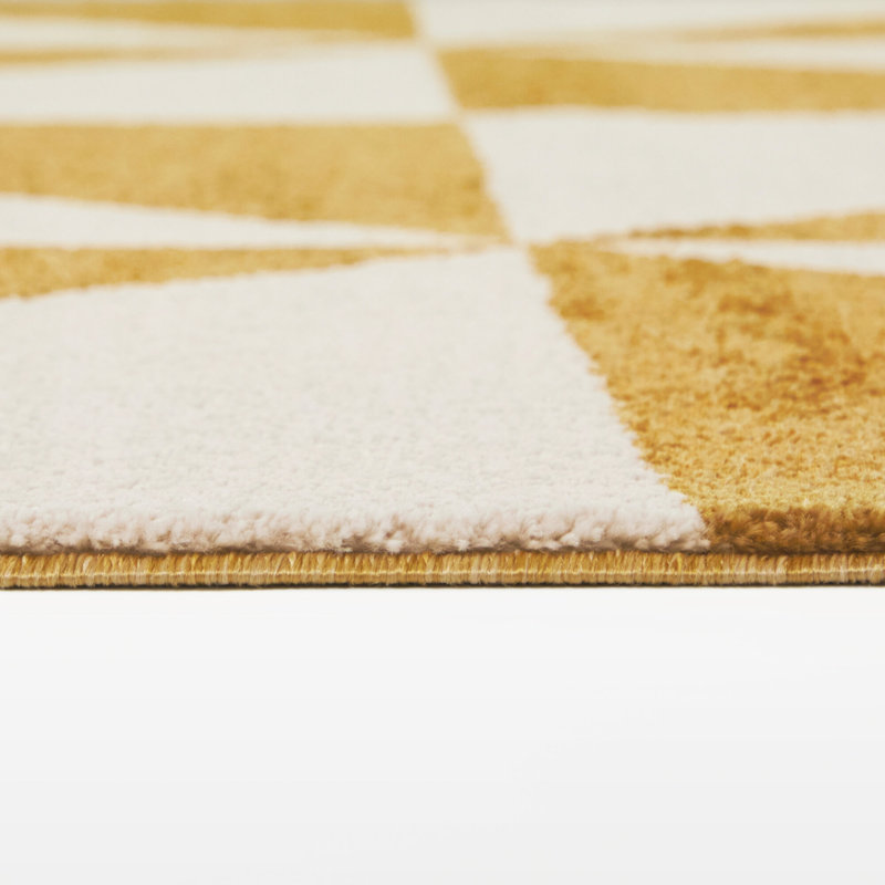 Tapis jaune à motif géométrique moderne Hailsham, Rectangle 5 pi 3 po x 7 pi