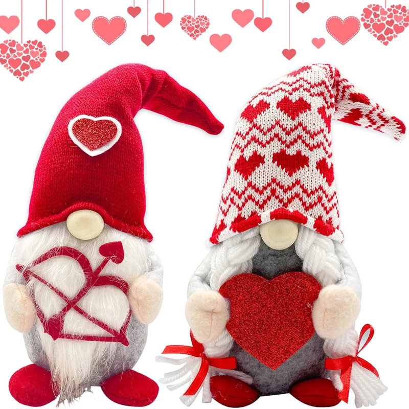 2 pièces de gnomes en peluche faits à la main pour la Saint-Valentin