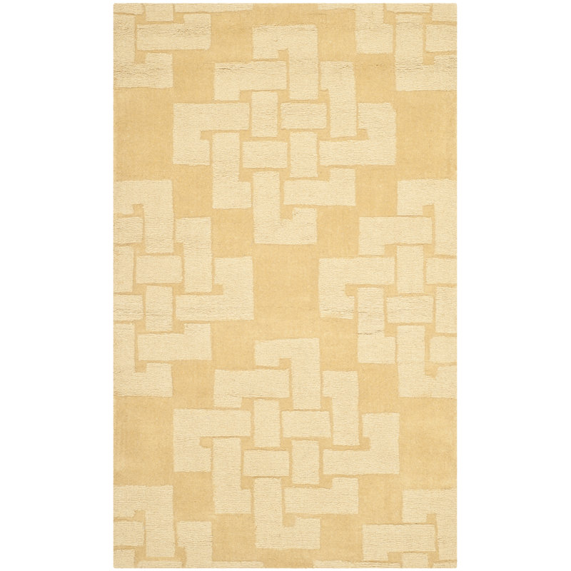 Tapis géométrique en laine touffeté à la main, Rectangle 3 pi x 5 pi