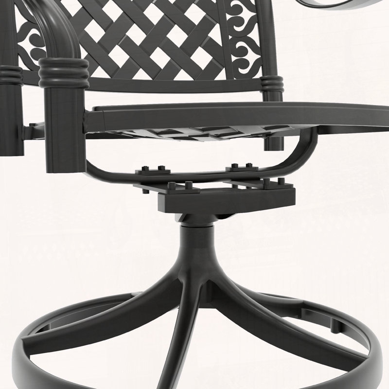 Chaise de patio pivotante en fonte d'aluminium, ensemble de 2, avec coussins