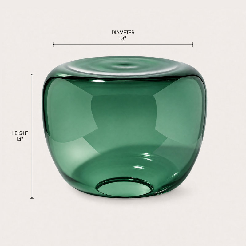 Table basse en verre transparent, Moyen (l 18 po x P 18 po x H 14 po), Vert émeraude