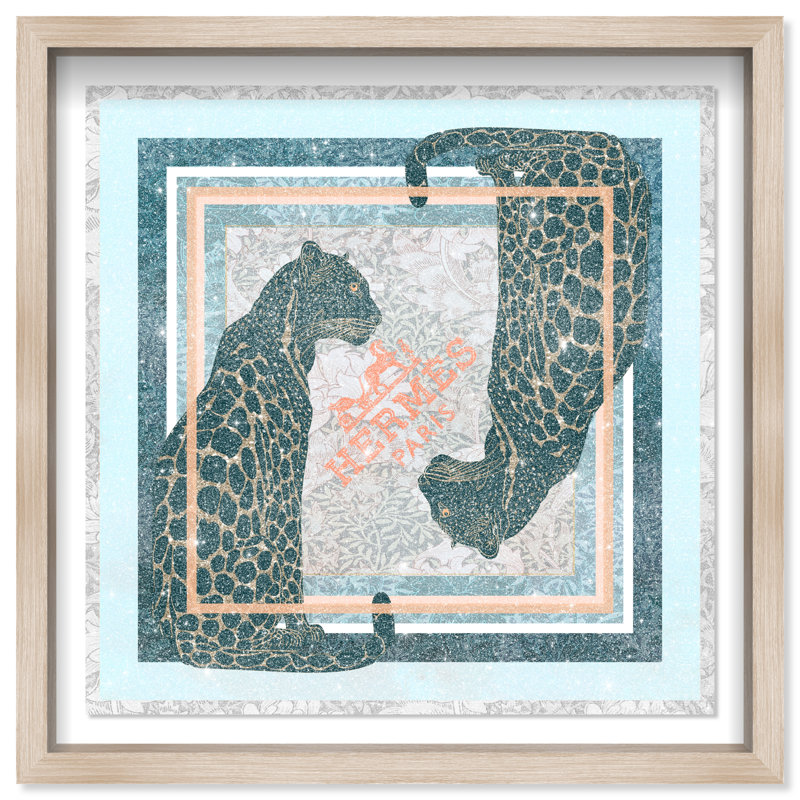 Dual Paris Cheetah Shadowbox Animals Print by Oliver Gal, Black Frame, 12 x 12, 31.5"H x 31.5"W, Natural Oak Frame