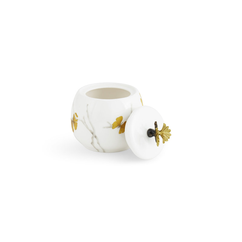 Butterfly Ginkgo Porcelain Sugar Pot