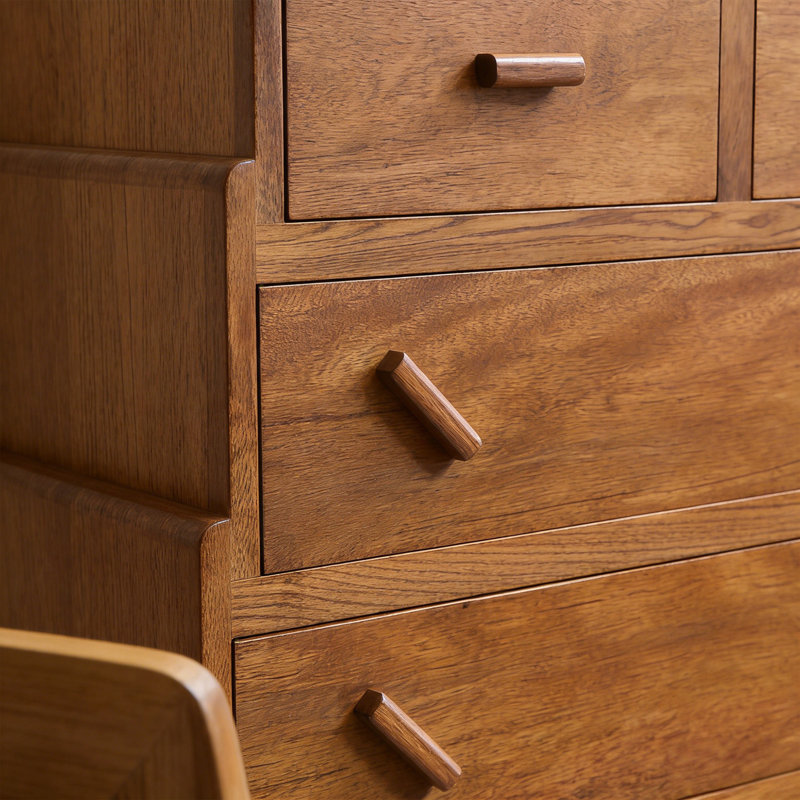 Commode à cinq tiroirs rétro et simple, Brun