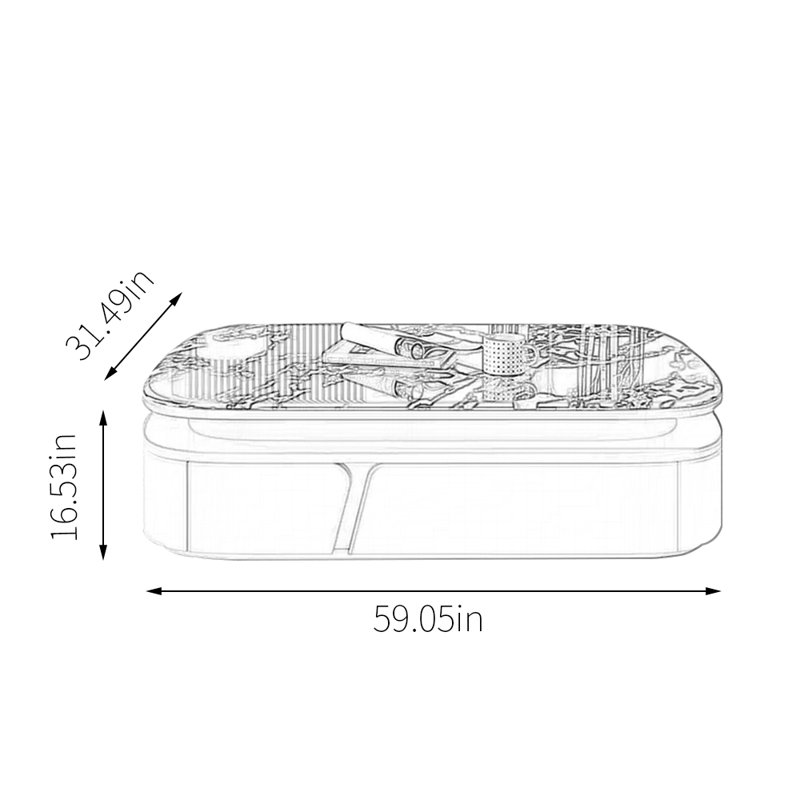 Table basse italienne en pierre monocristalline, Blanc, H 16,53 po x L 59,05 po x l 31,49 po