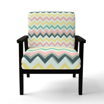 French Country Velvet Upholstered Chair - Spring Chevron Arm Chair