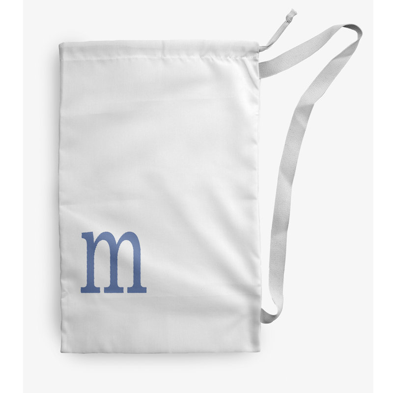 Sac à linge Monogram, Blanc / bleu, Petit (H 29 po x l 18 po)