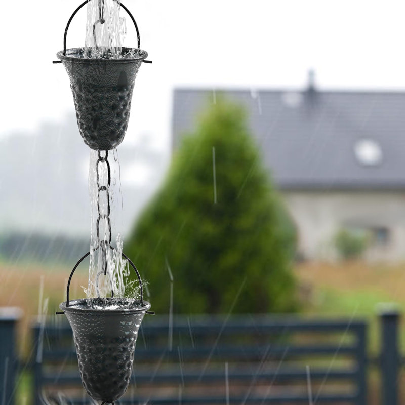 8.5 Feet Metal Rain Chain for Gutters, Bell-Shaped Rain Chain