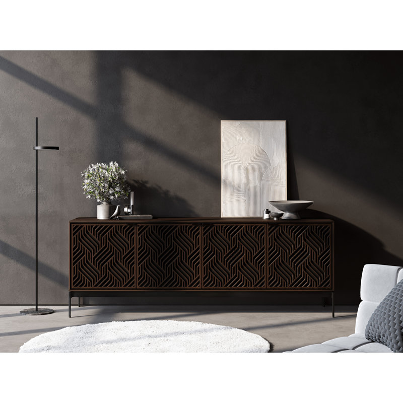 Elements - Cabinet with Console Base - Weave Door, Toasted Oak