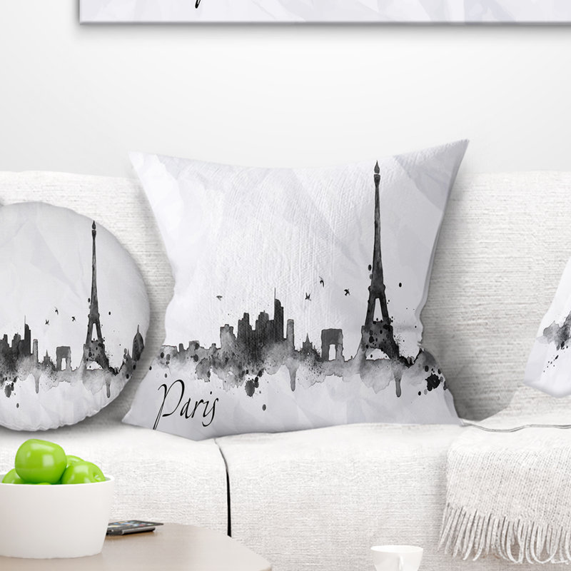 Peinture Paris Avec Oreiller Silhouette Eiffel Cityscape