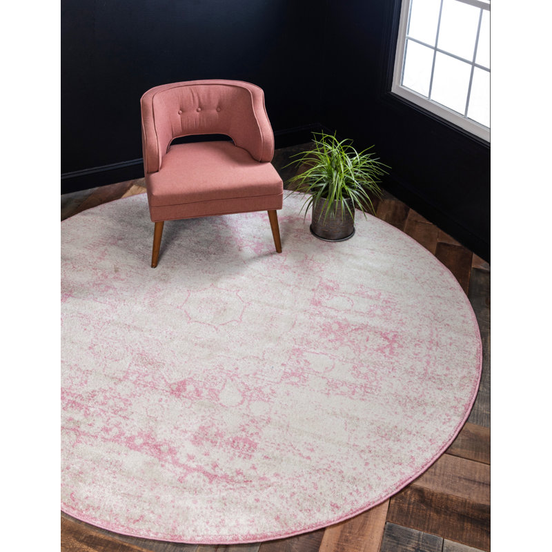 Tapis oriental rose / ivoire Fawe, Rond 5 pi 1 po