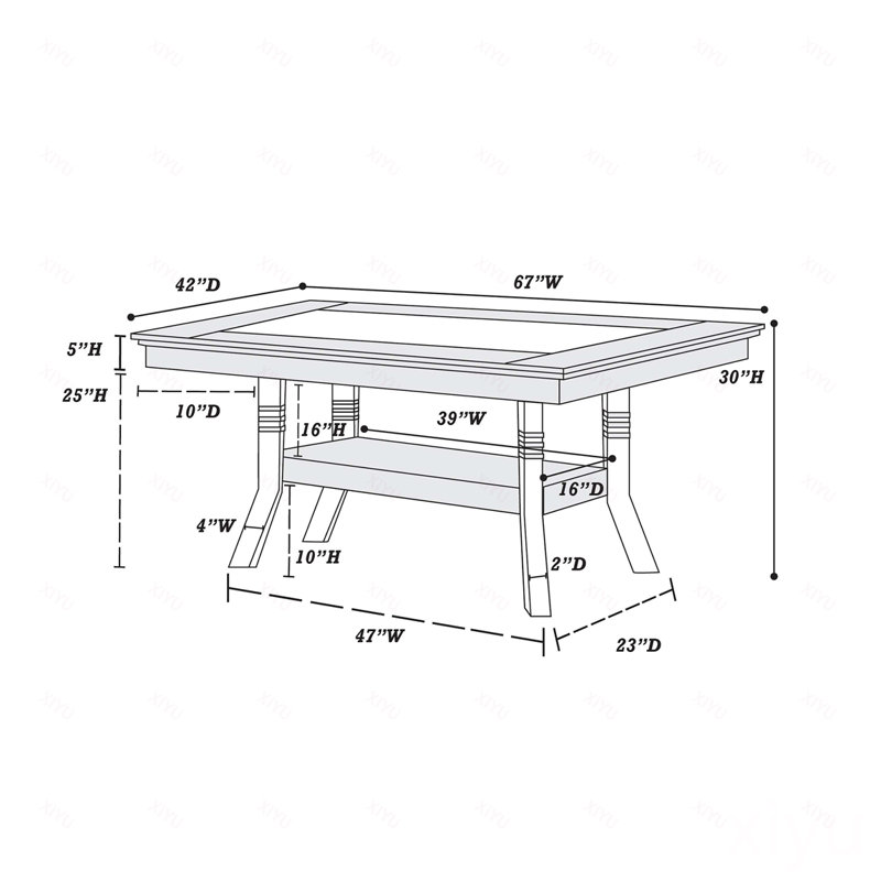 Table de salle à manger avec plateau en bois d'hévéa et plateau en verre