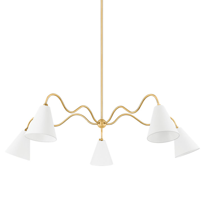Lustre 5 lumières ONDA par TALI Roth x Mitzi, Laiton vieilli