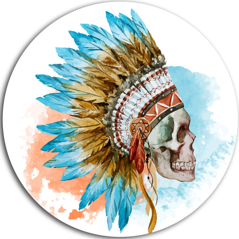 «Ethnic Skull Digital Canvas», peinture, H 38 po x l 38 po x P 1 po, Métal