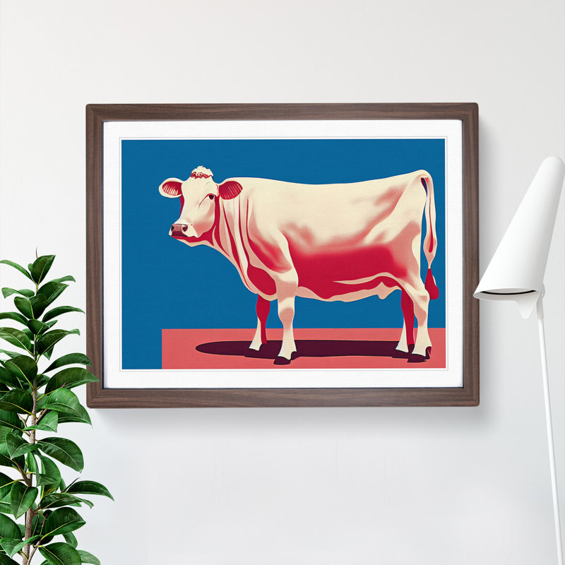 Exquisite Cow - Single Picture Frame Print, 34cm H x 46cm W x 2cm D, Walnut Framed