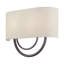 Grande applique dorée 2 lumières ADA avec abat-jour en tissu avoine fabriqué à la main avec tissu blanc à l'intérieur-1084118596